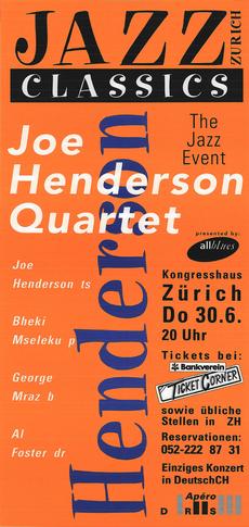 Joe Henderson Quartet, 30.6.94, Kongresshaus Zürich